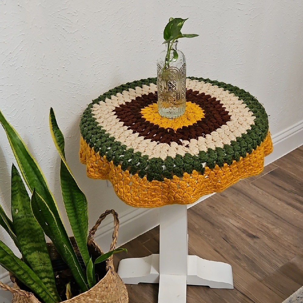 Vintage Handmade Crochet Small 23" Round Doily Decor